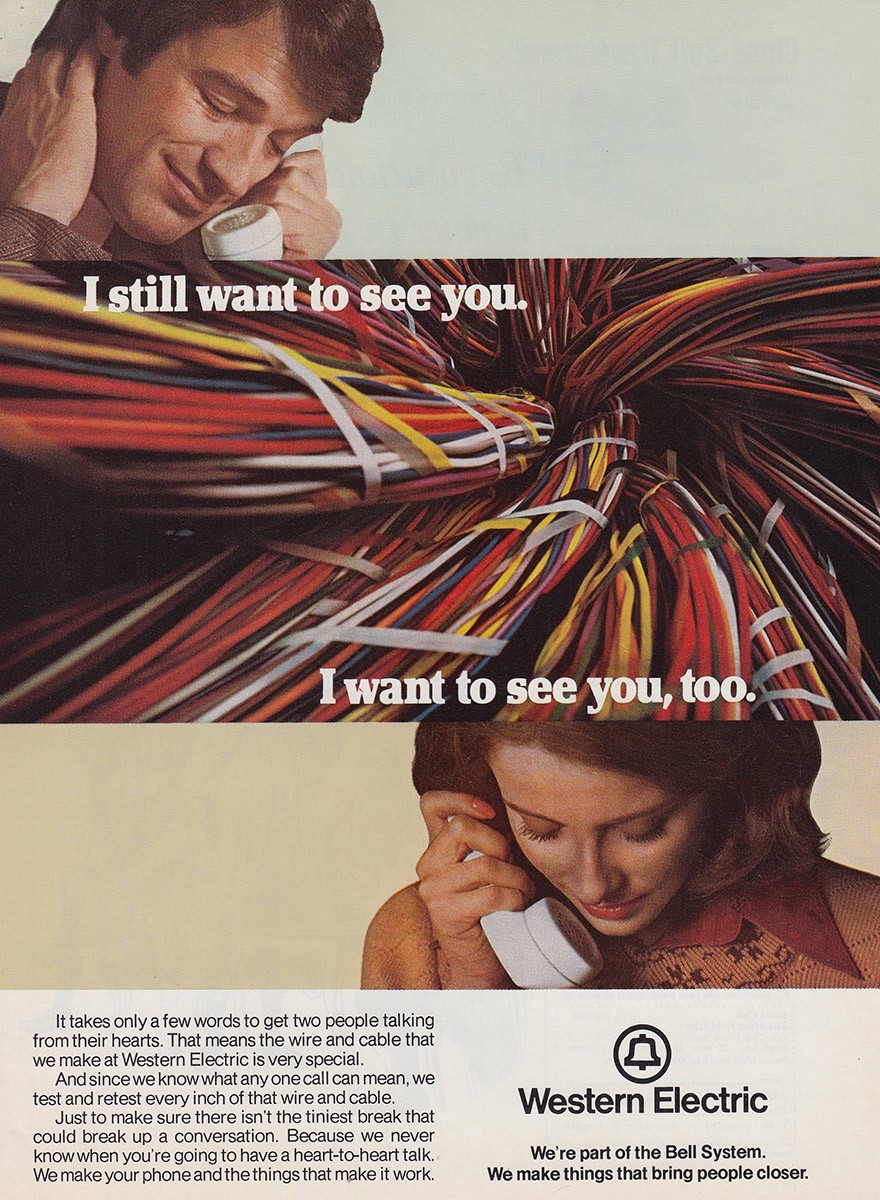 1975 Western Electric: I Still Want To See You Vintage Print Ad