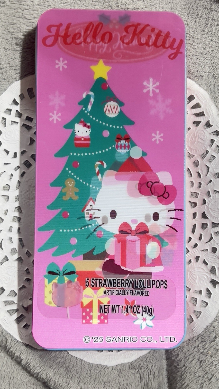 Galerie Hello Kitty Strawberry Lollipops lenticular tin with five lollipops~case