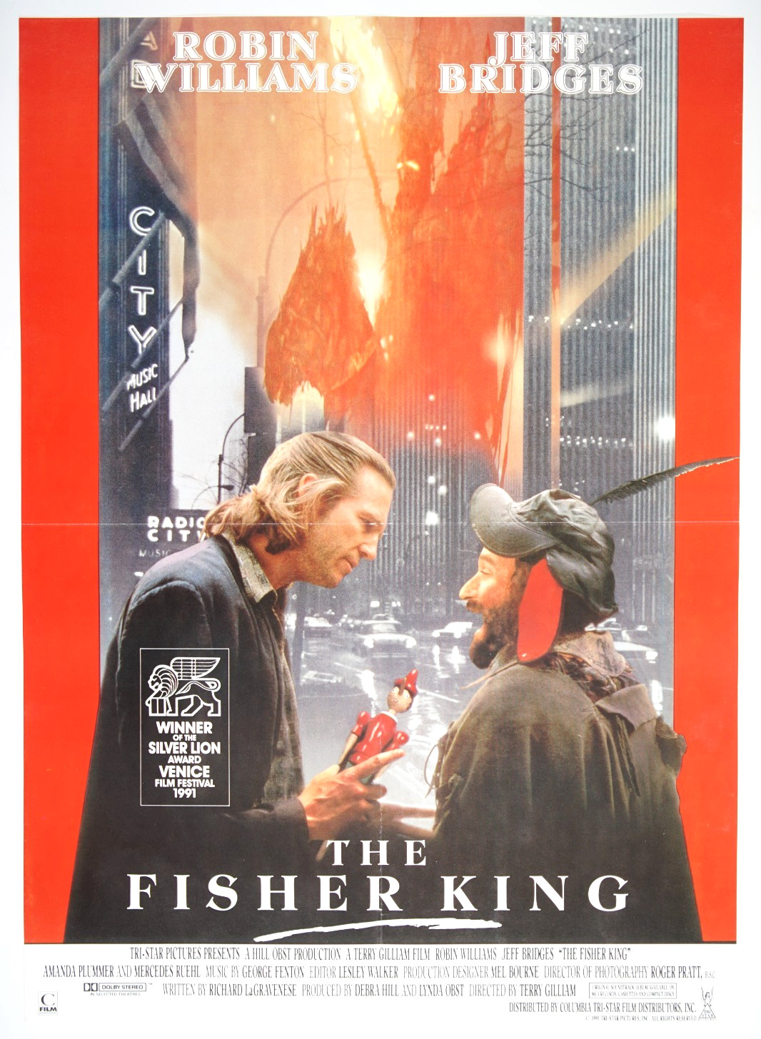 THE FISHER KING movie poster SLO 1991 JEFF BRIDGES ROBIN WILLIAMS TERRY GILLIAM