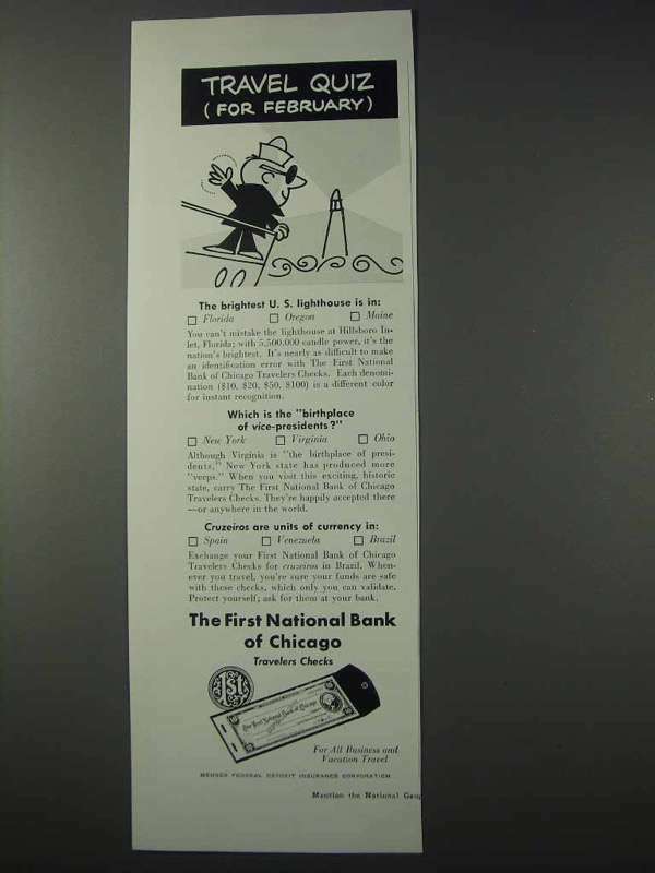 1959 The First National Bank of Chicago Ad – February