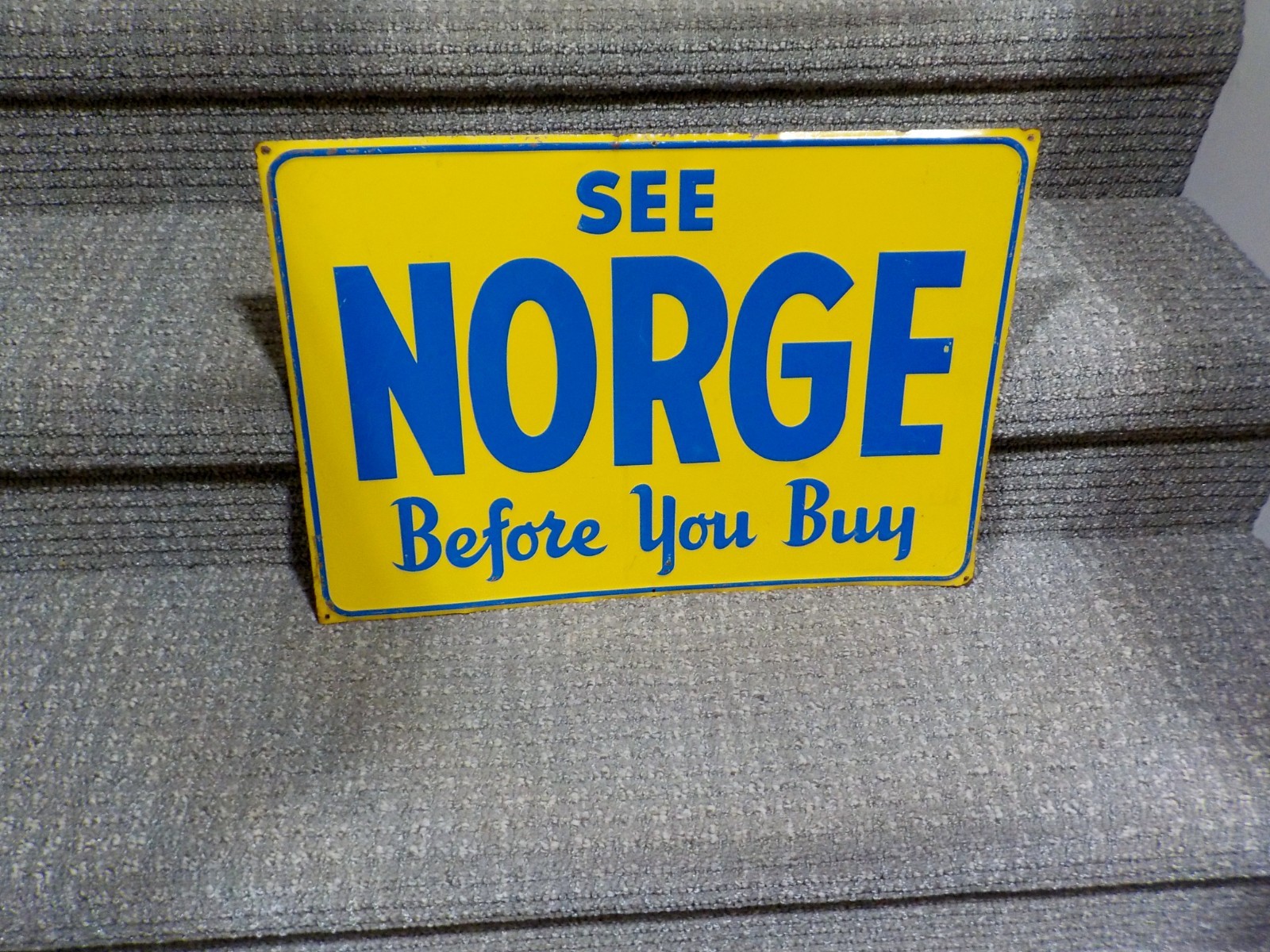 OLD & ORIGINAL VINTAGE 1950s NORGE REFRIGERATOR & APPLIANCES EMBOSSED SIGN