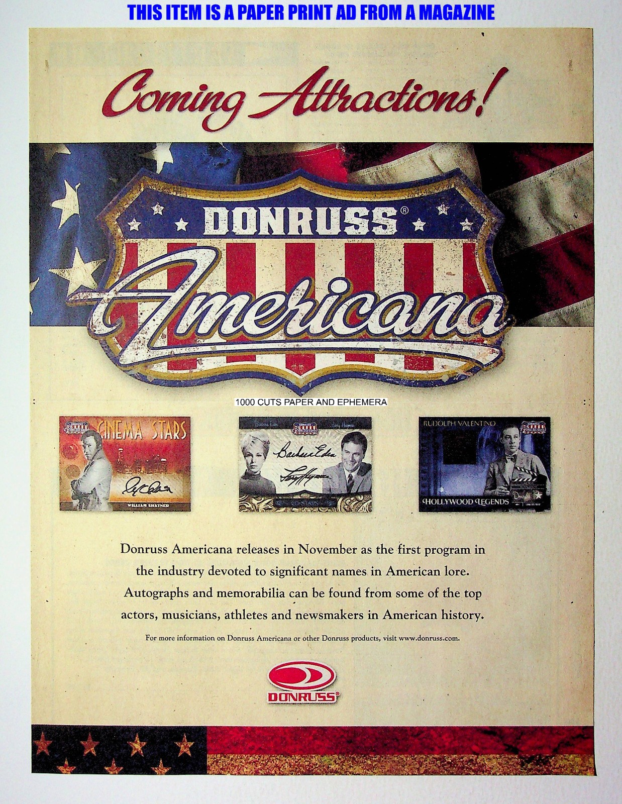 Americana Collector Cards Donruss 2007 Trade Print Magazine Ad Poster ADVERT