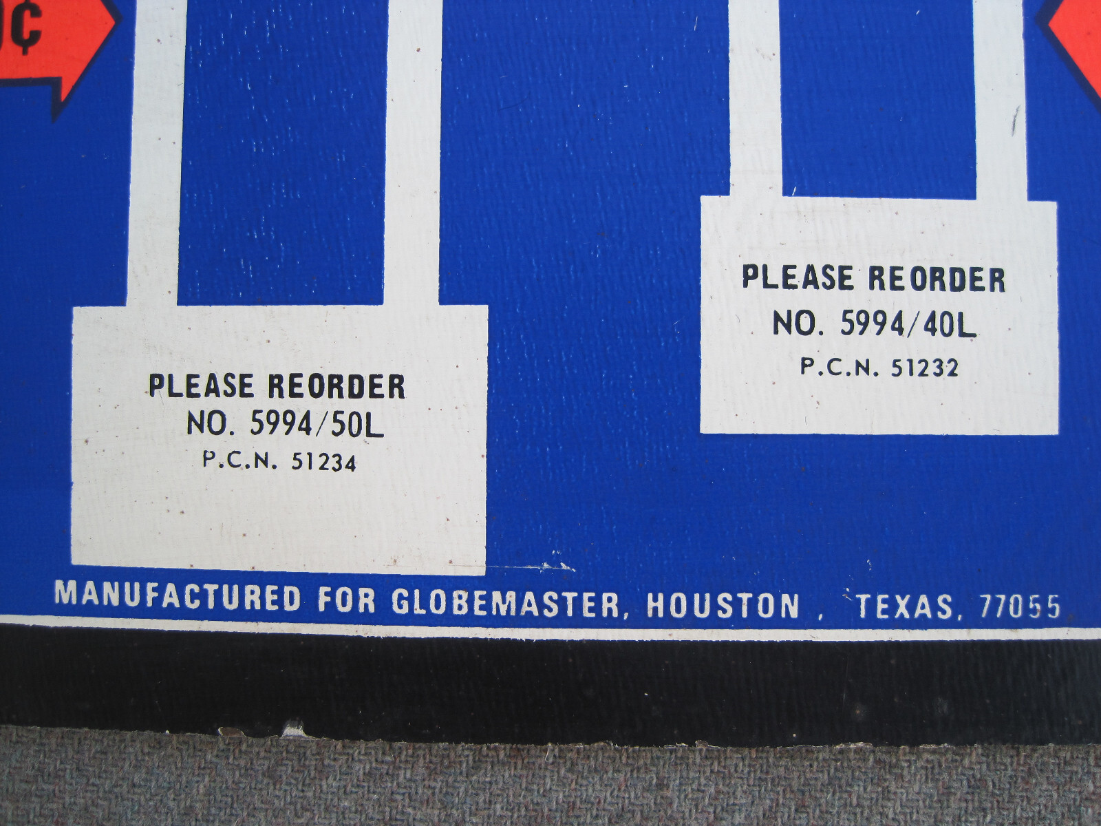 VTG 1960s GLOBEMASTER LOCKS PADLOCKS STORE DISPLAY MASONITE SIGN HOUSTON TEXAS