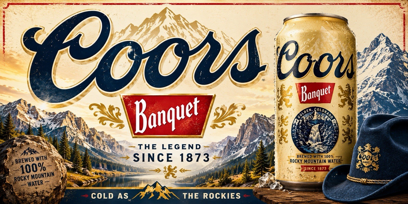 Coors Banquet vinyl Banner cowboy shop mancave fathers Day