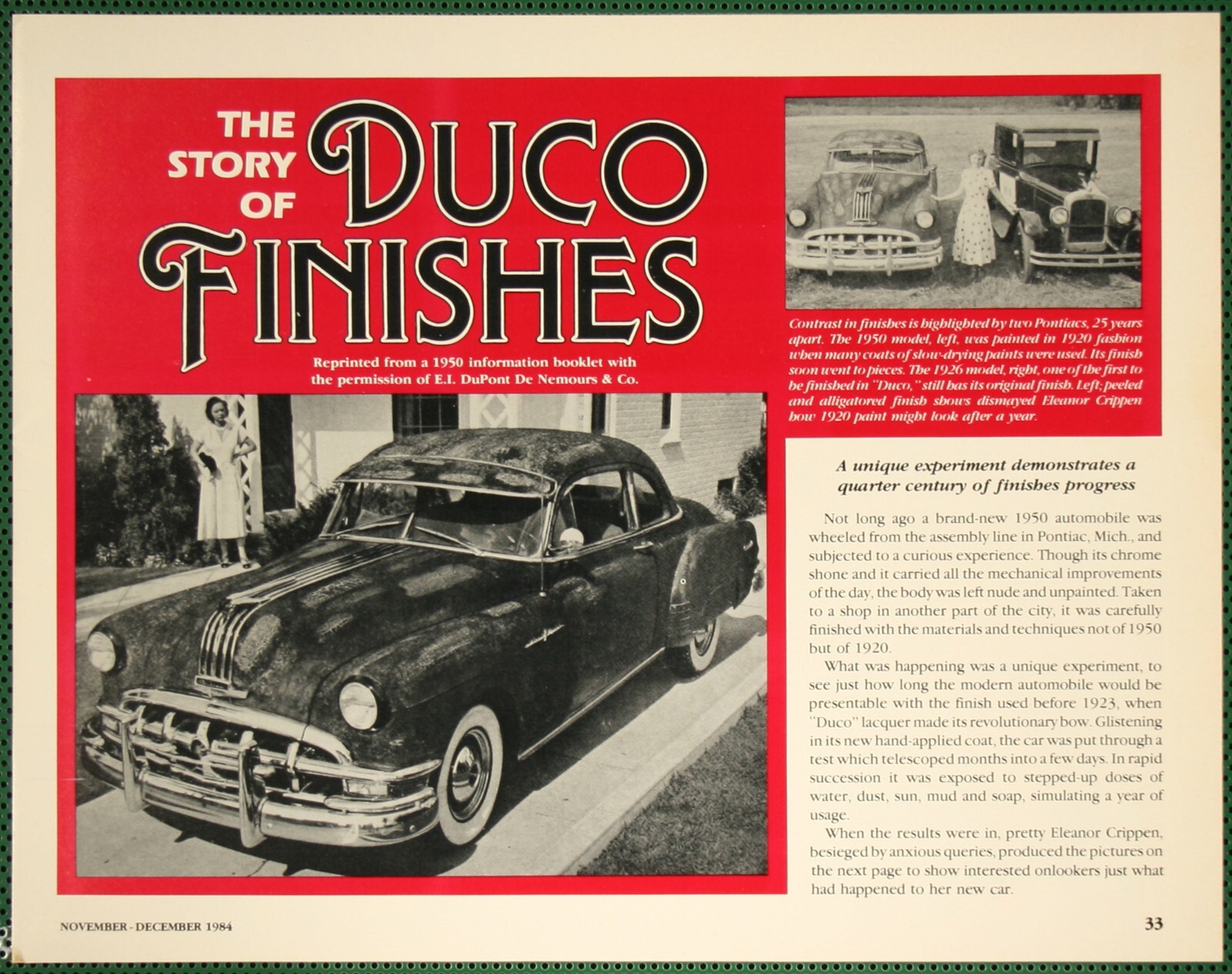 DuPont Duco Auto Finishes History Vintage Pictorial Article 1984