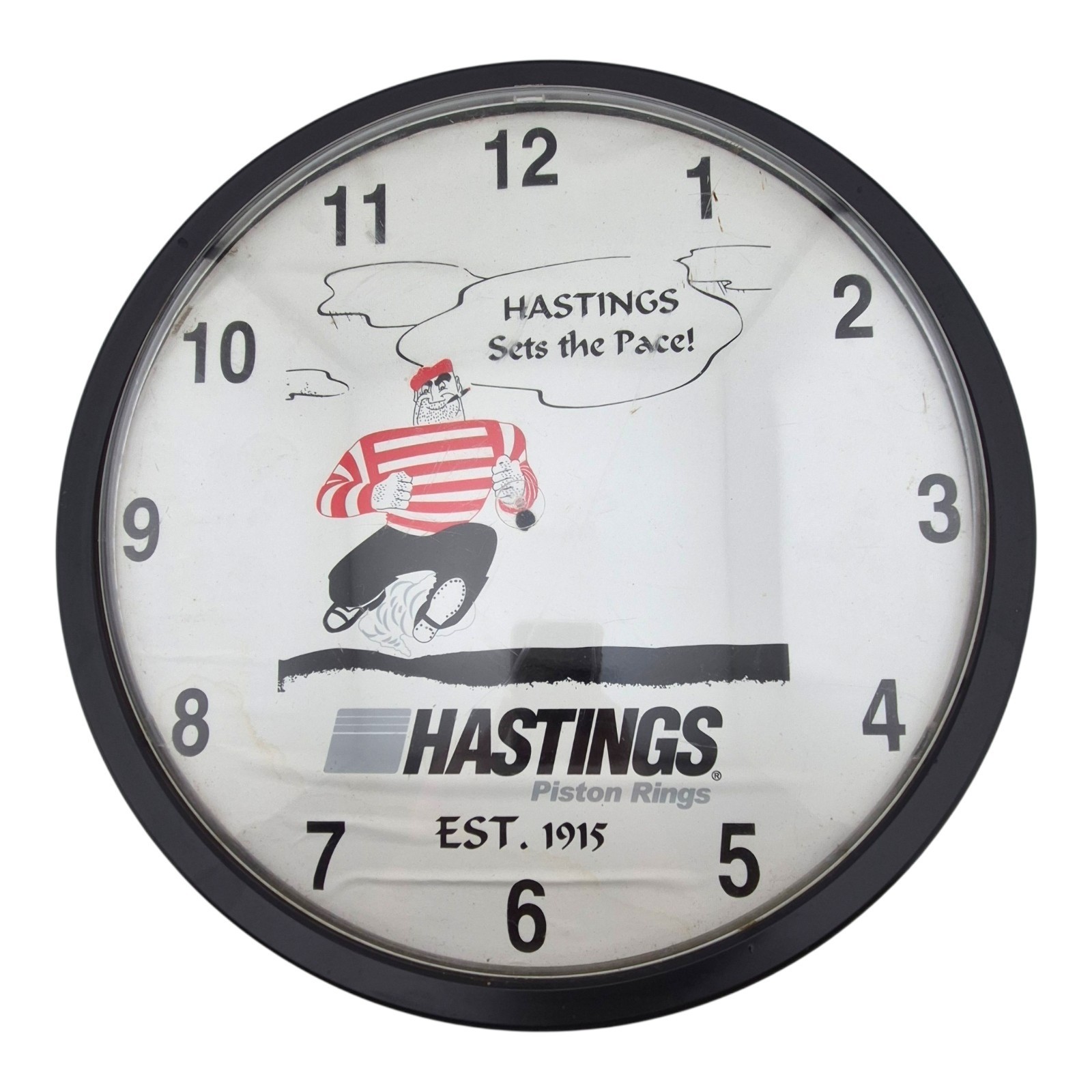 Vintage Hastings Piston Rings Est. 1915 Wall Plastic Clock Shell Only 17″