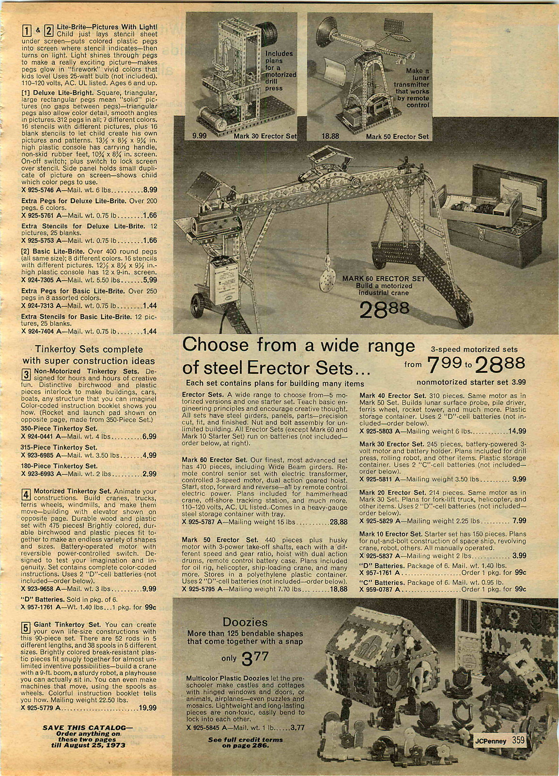 1972 ADVERT Gilbert Erector Sets Mark 60 50 40 30 20 10 Remote Control Doozies