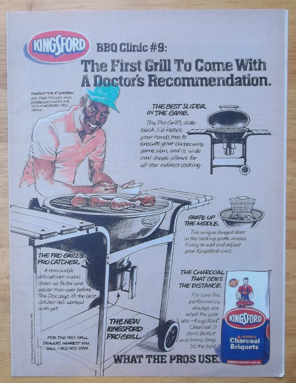 1991 Kingsford Charcoal Advertisement Mets Dwight Gooden Vintage Print AD