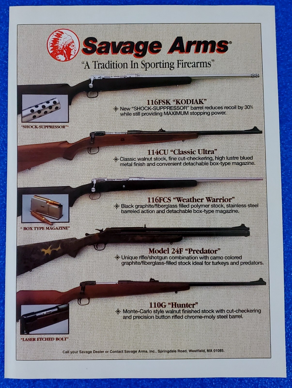 1993 SAVAGE ARMS PRODUCT LINE-UP KODIAK, CLASSIC ULTRA, PREDATOR, HUNTER, RIFLES