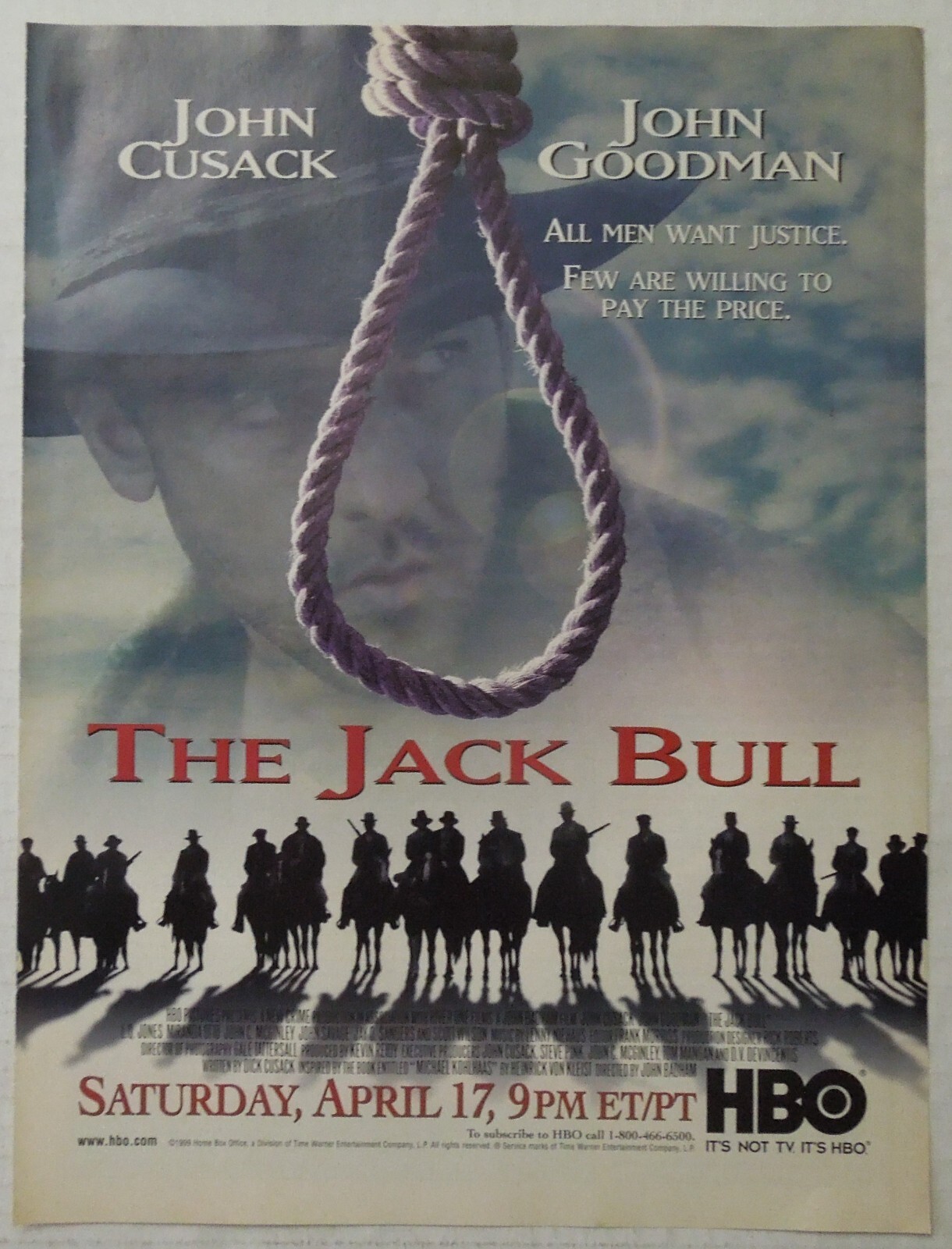 1999 HBO Movie THE JACK BULL Starring John Cusack John Goodman Magazine Ad
