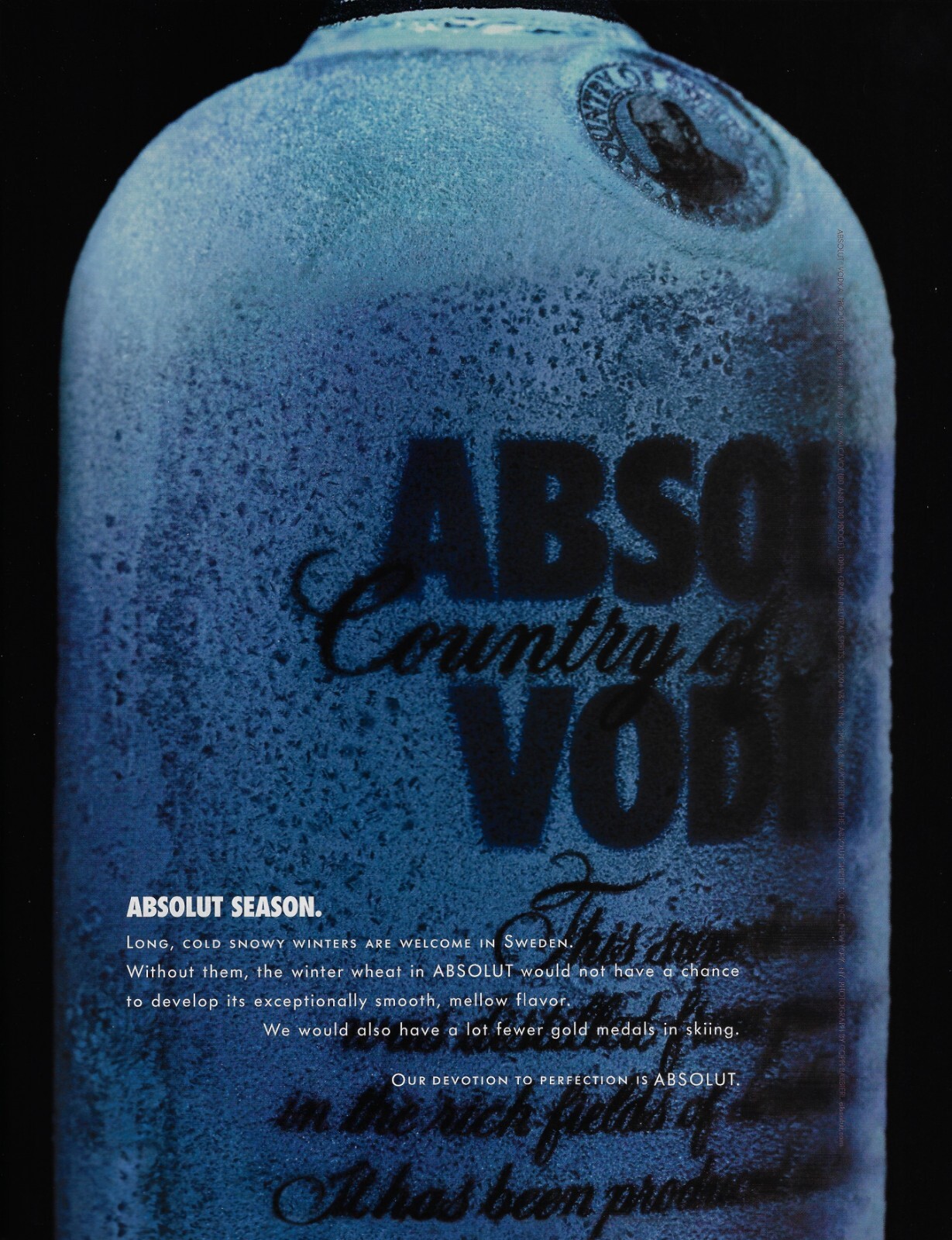 2004 Absolut Vodka Season Long Cold Winters in Sweden Wheat Vintage PRINT AD