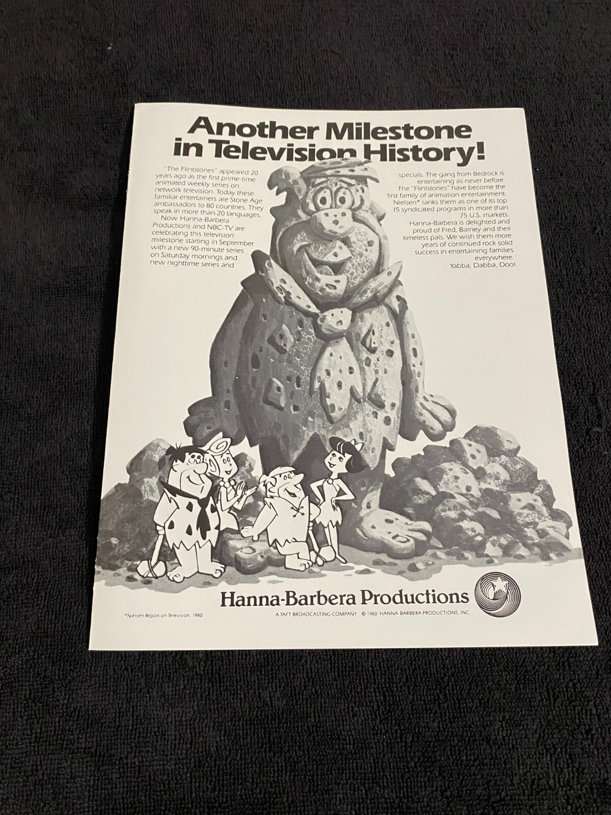 HANNA-BARBERA, THE FLINTSTONES 1980 ad for 20th Year as 1st prime-time animated