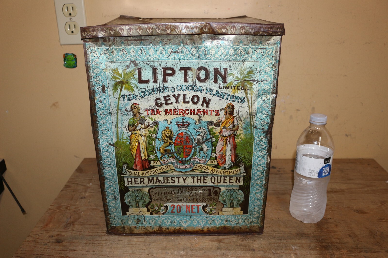 Rare Vintage 1800’s Lipton Ceylon Tea Coffee Cocoa 20Lbs Store Bin Can Tin Sign