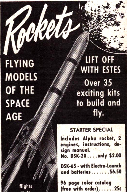 Rockets Estes Industries Penrose CA Flying Model Space Age Vintage Print Ad 1969