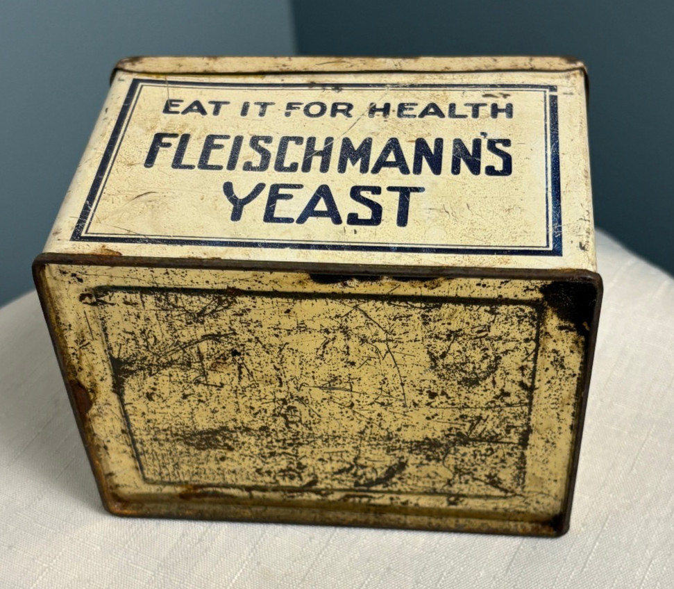 Early 1900s Vintage Fleischmann’s Yeast Advertising Tin w/ Lid – Fresh Every Day