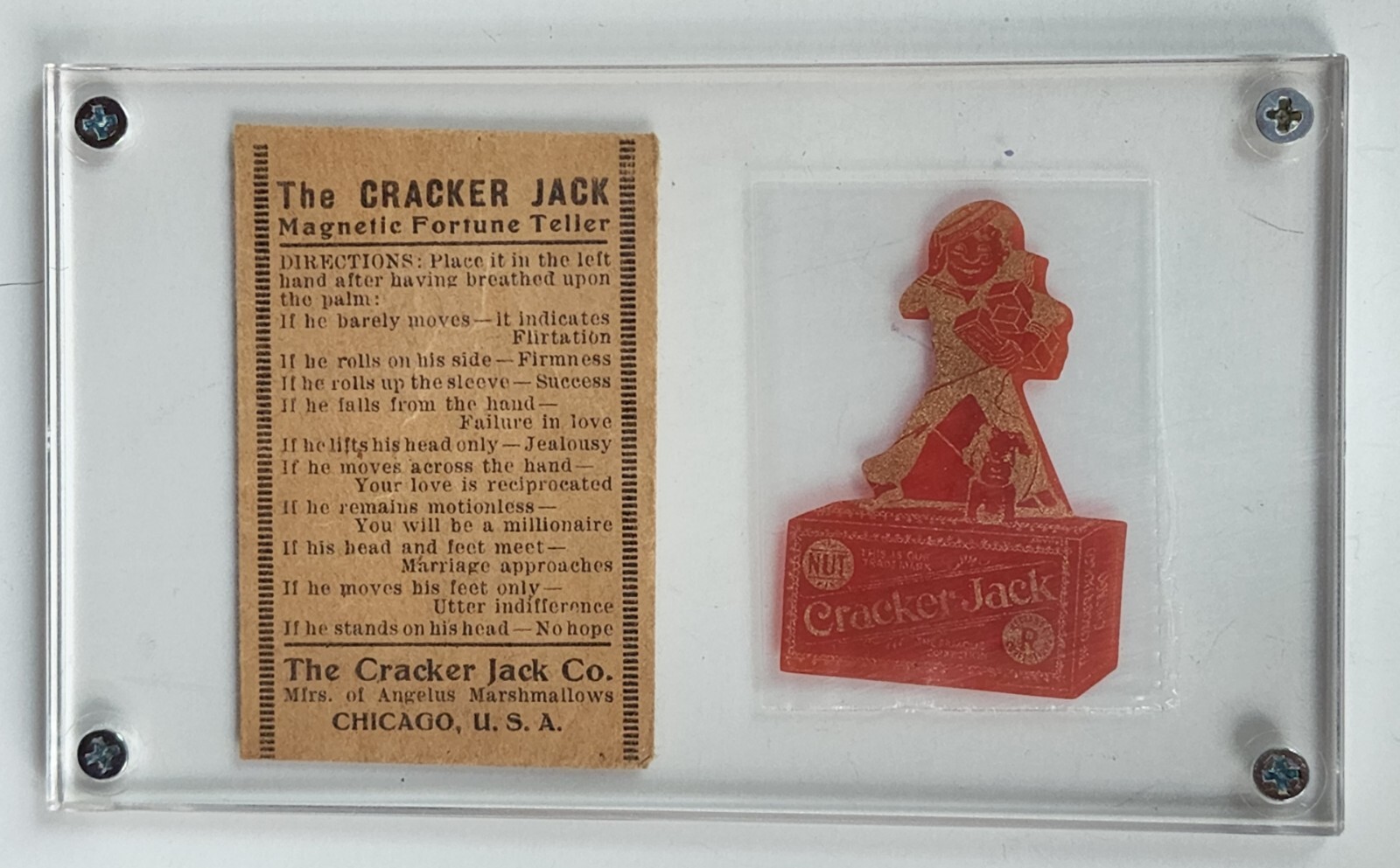 1917 Vintage Premium Cracker Jack Prize Magnetic Fortune Teller Toy