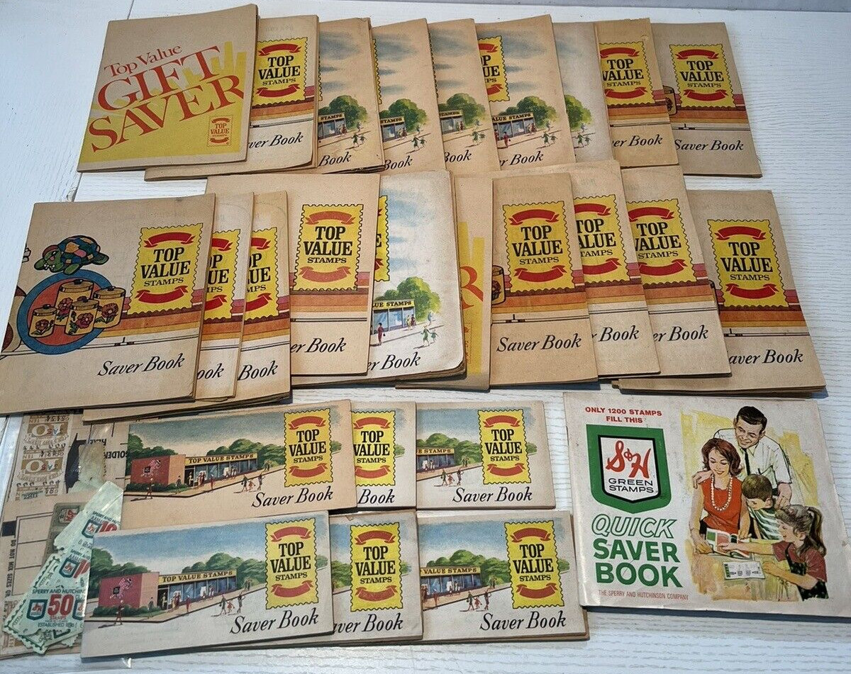 Vintage 60s 70s 80s Stamp Saver Book lot Green Stamps Top Value S&H Quick Saver