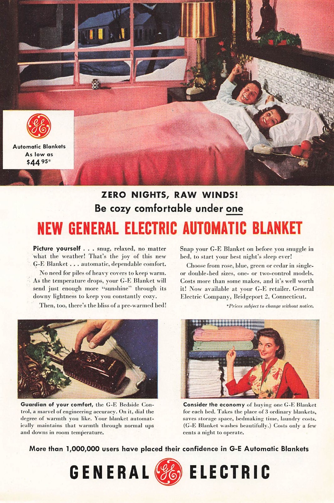 General Electric Vintage Ad 1950s GE Automatic Blanket Home Appliance 1951