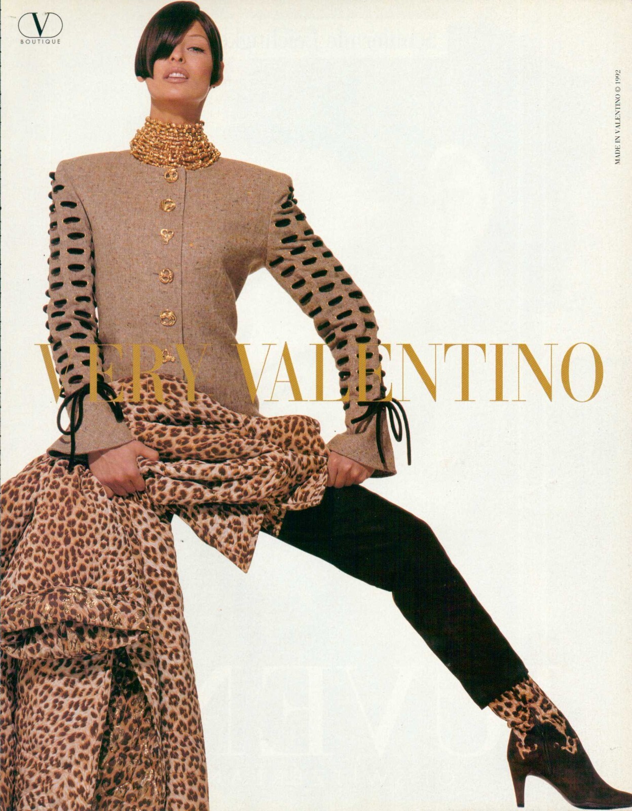 VALENTINO Magazine Print Ad Advert Linda Evangelista Steven Meisel 1pg 1992