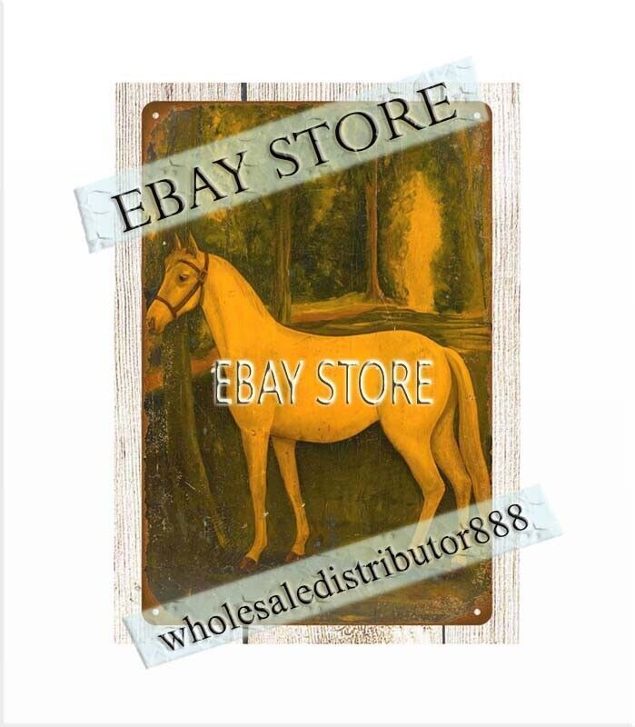 TAVERN BAR DECOR WHITE HORSE metal tin sign interior design man caves