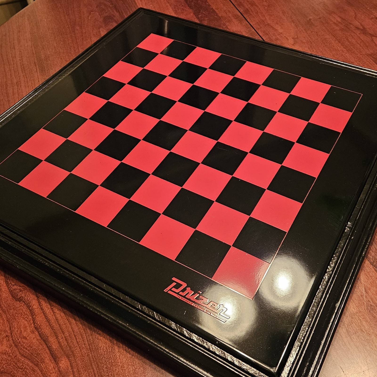 Vintage Heavy Porcelain Enamel Sign Chess Checker Board Prizer Stovetops 18″