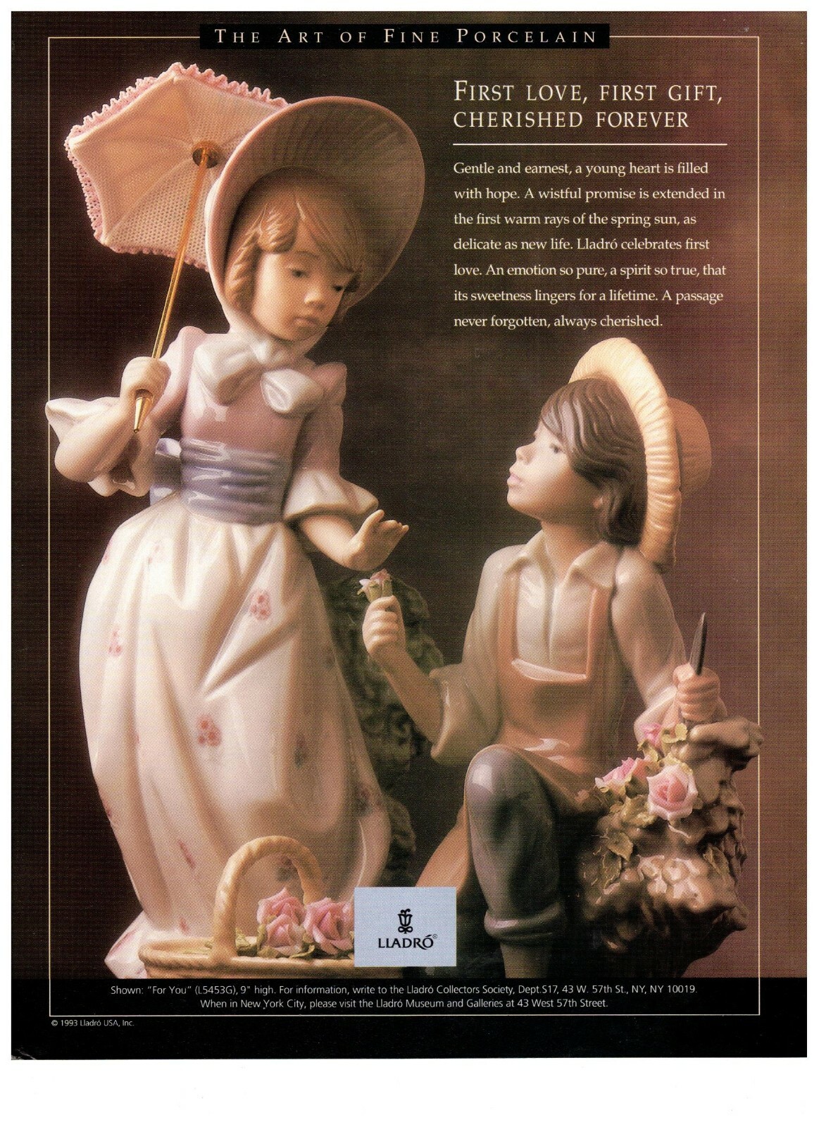 1993 Lladro Art of Fine Porcelain Sculpture Flower Vintage Print Advertisement