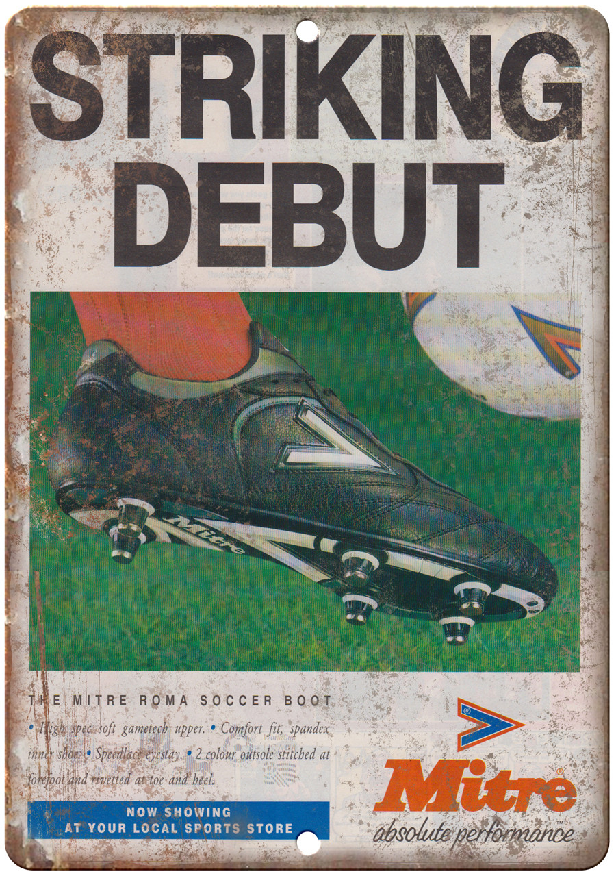 Nitre Roma Soccer boot Vintage Ad 12″ x 9″ Reproduction Metal Sign ZE83