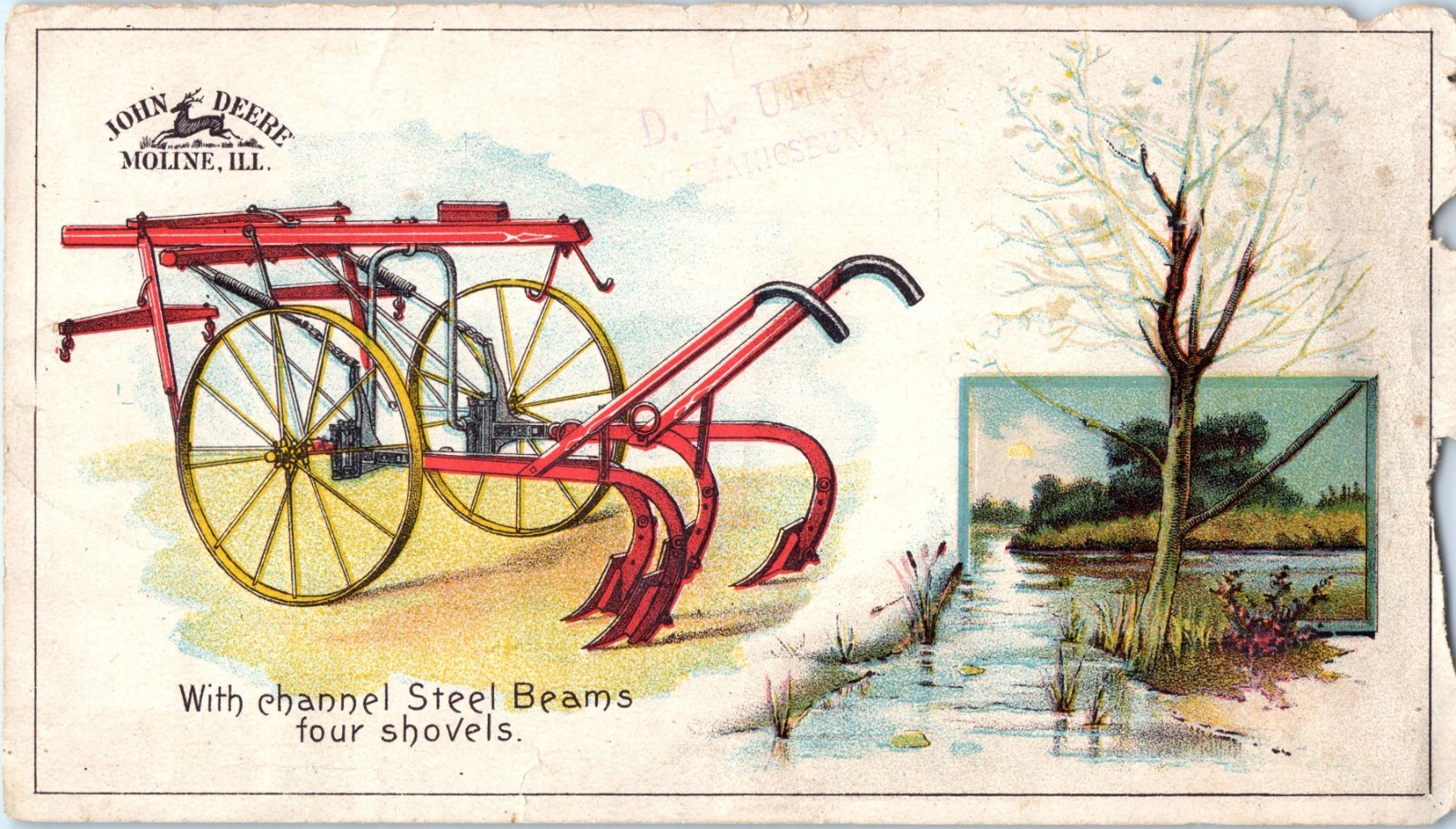 John Deere Walking Cultivator Trade Card Steel Beams Agriculture Moline, ILL