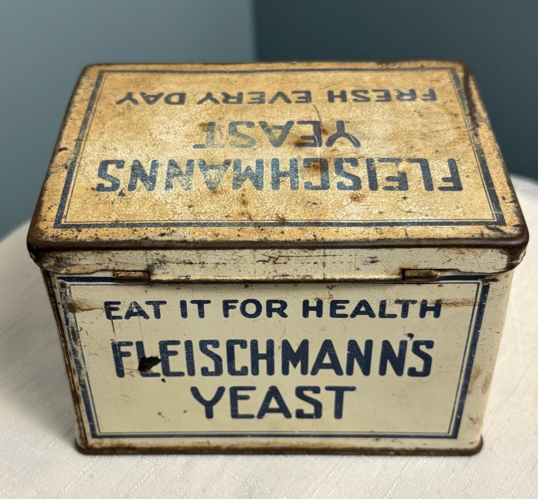 Early 1900s Vintage Fleischmann’s Yeast Advertising Tin w/ Lid – Fresh Every Day