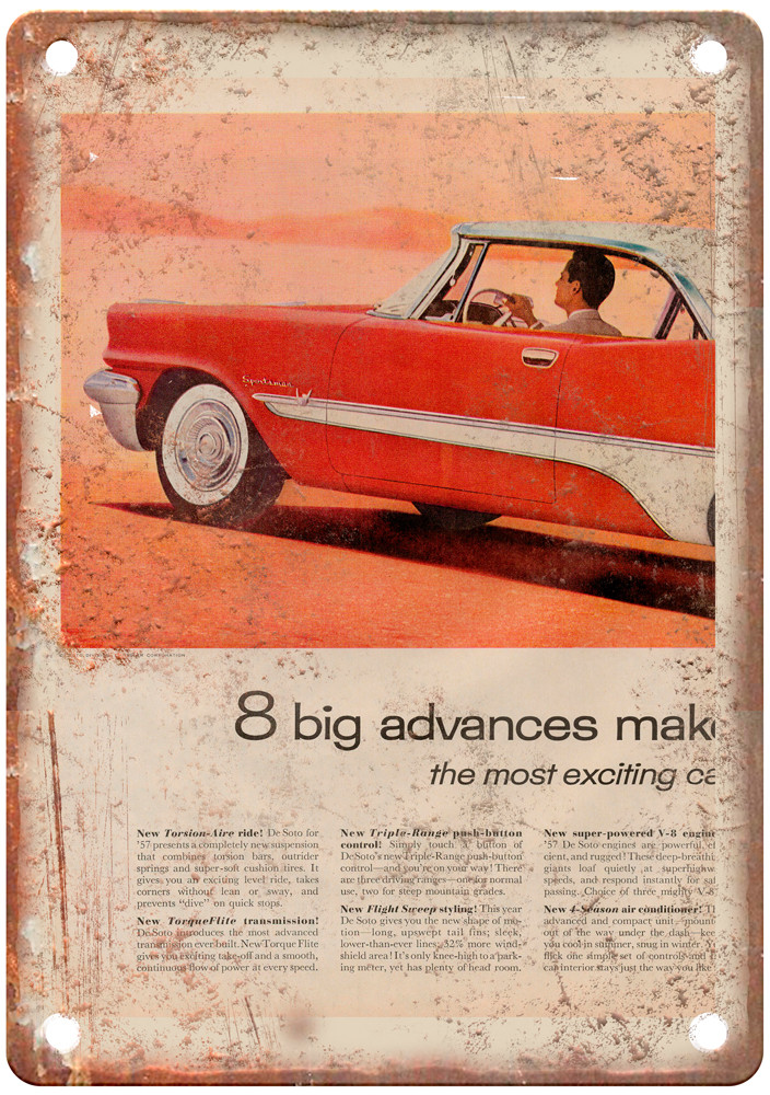 1957 Vintage De Soto Auto Ad Retro Look Reproduction Metal Sign A13537