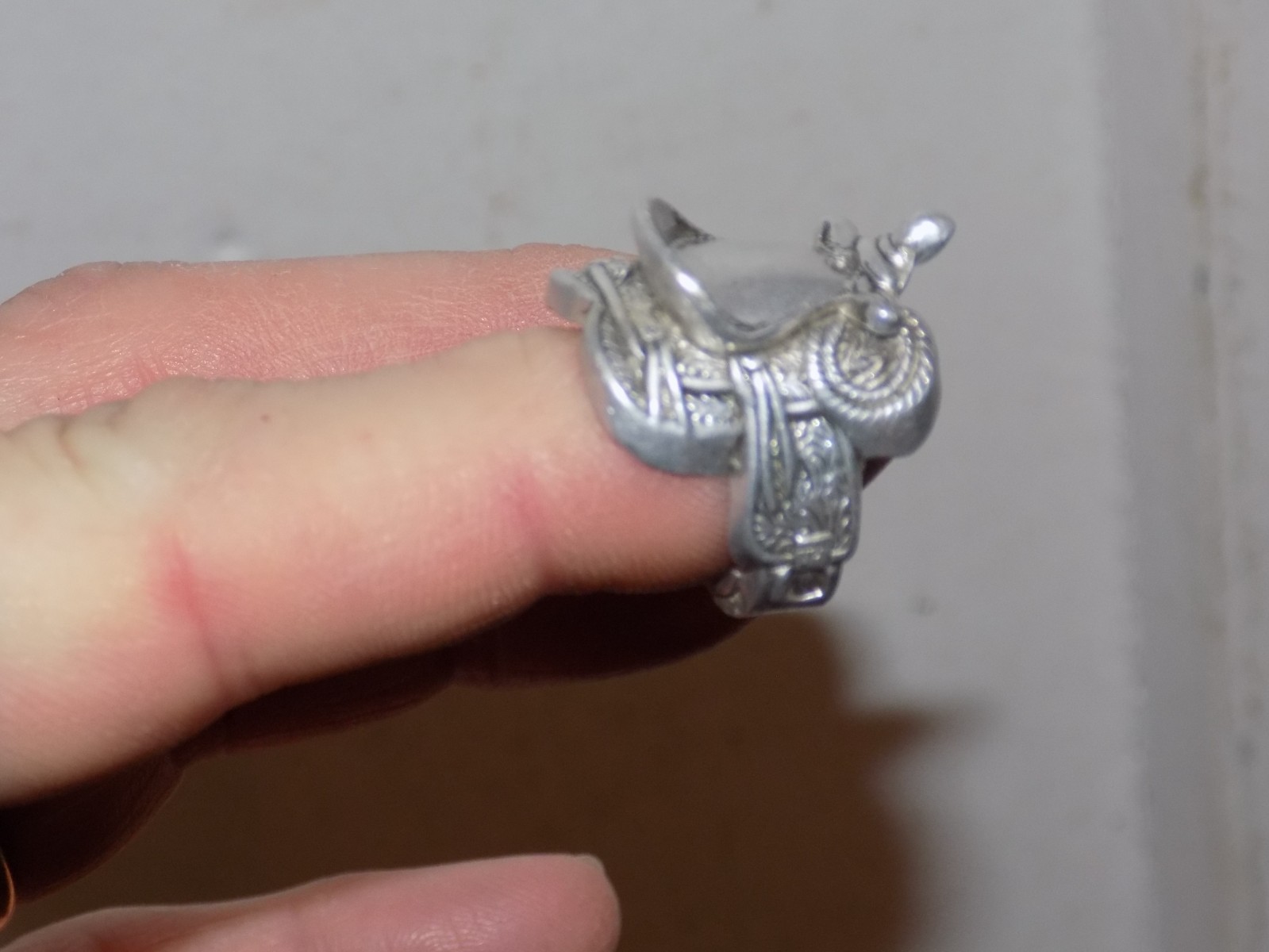 Vintage Silver Toned Saddle Ring Embossed Premium Giveaway