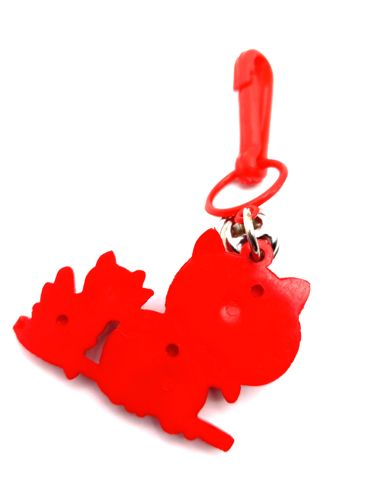 Vintage 1980s Charm Red Kitty Cat and Kitten Googly for Plastic Clip Necklace
