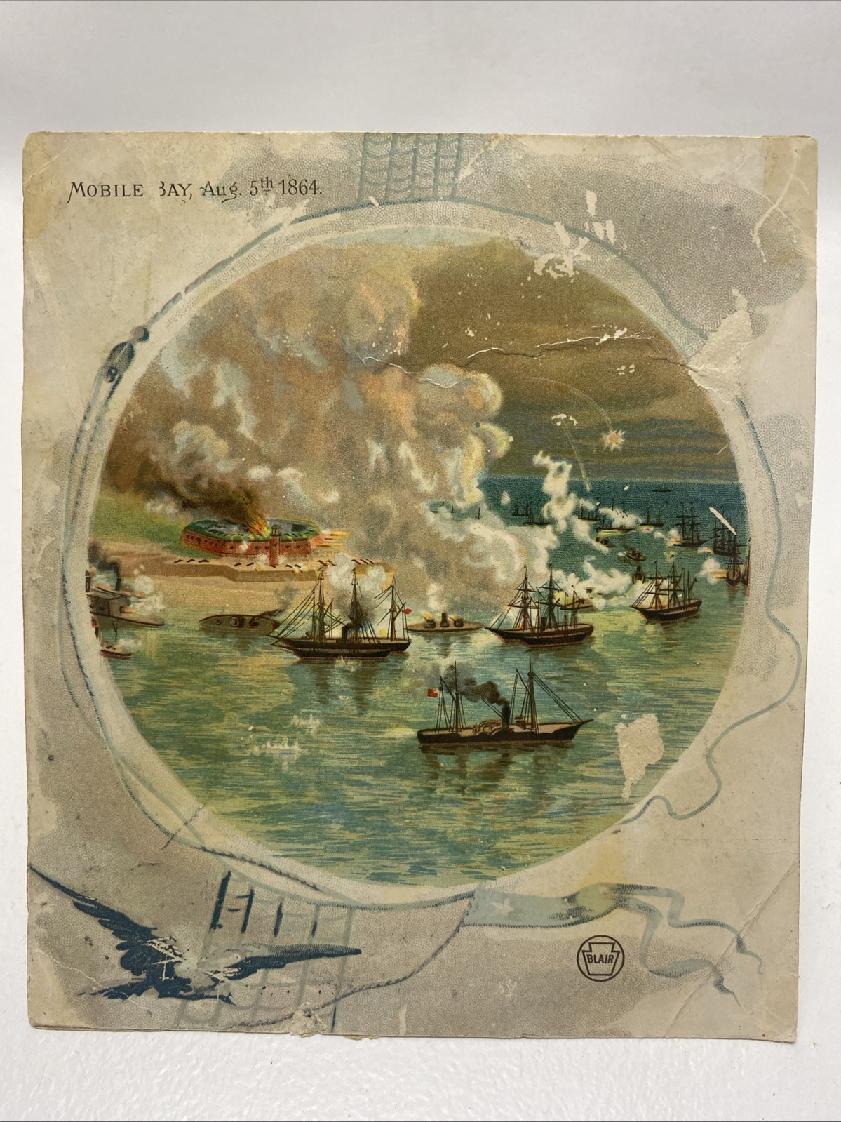 Victorian Advertising For BLAIR Trade Card Ship Battle Of Mobile Bay 1864