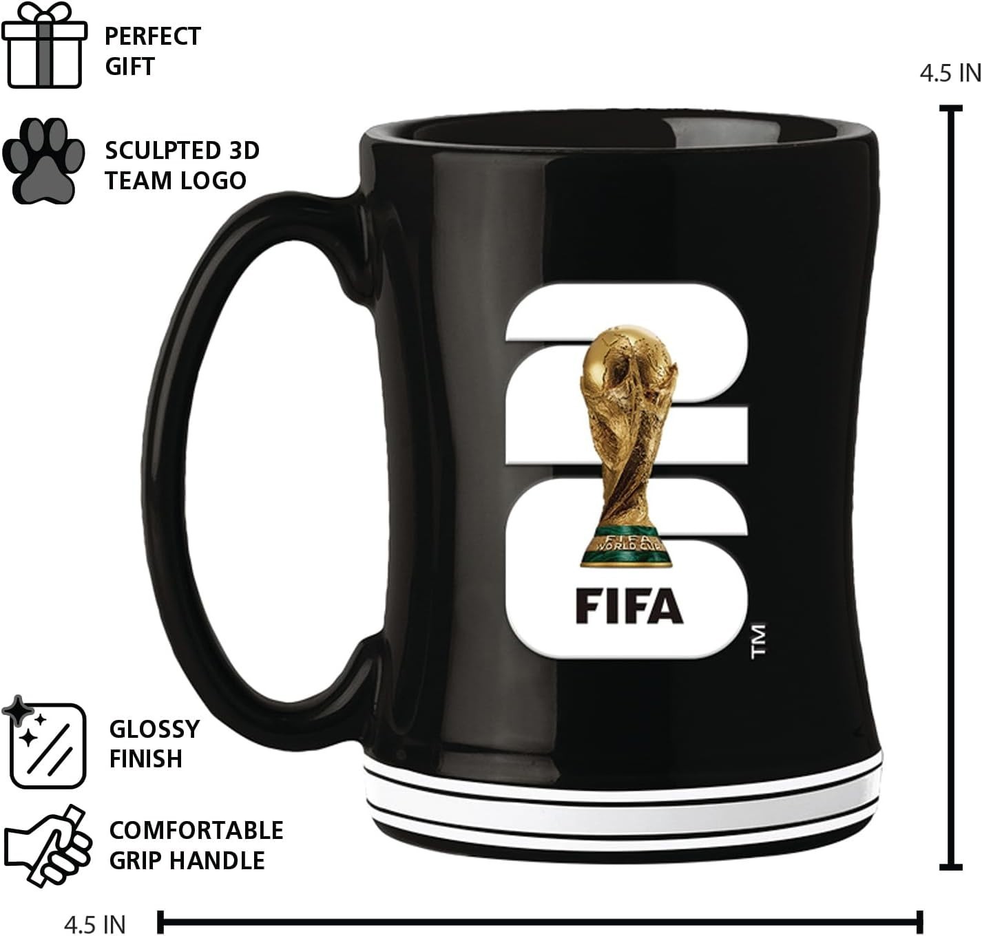 Soccer FIFA World Cup 2026 14oz Sculpted Relief Mug – Bold Ceramic Coffee Cup