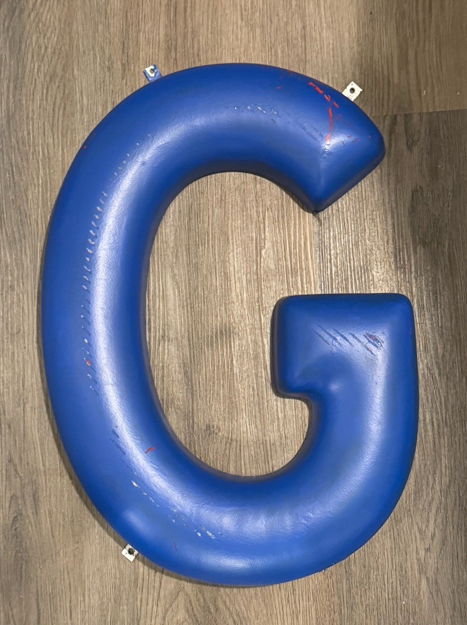 Vintage Thick Plastic Advertising Art Sign All Mounting Tabs Letter G