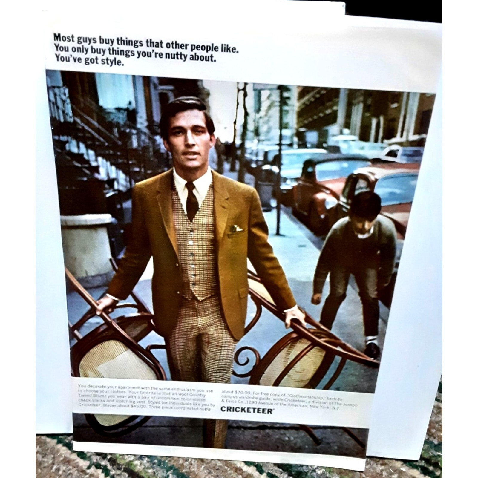 Vintage 1967 Cricketeer Men’s Blazer Print Ad original 1960s