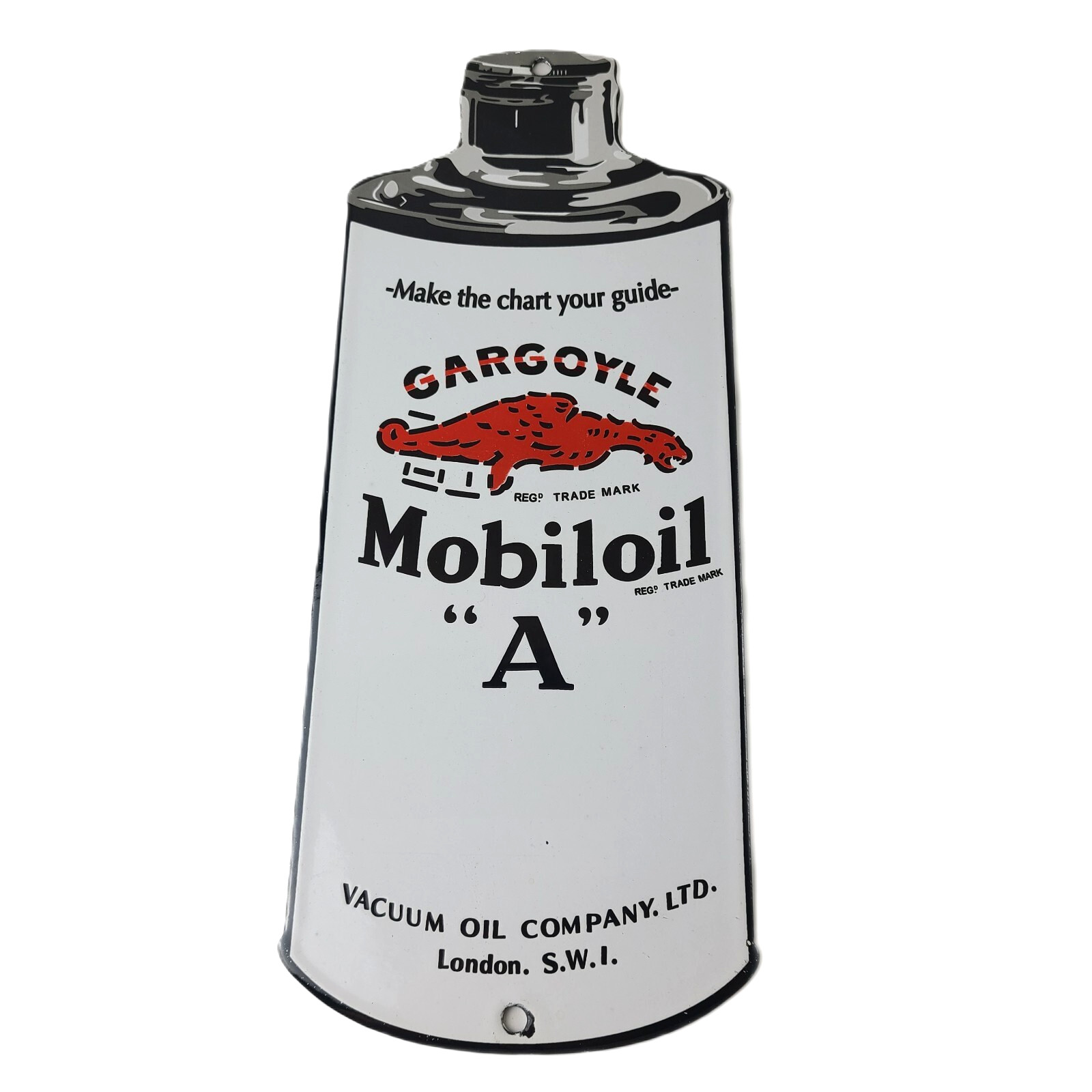 Vintage Mobil Porcelain Sign – Motor Oil Can Porcelain Gargoyle Sign