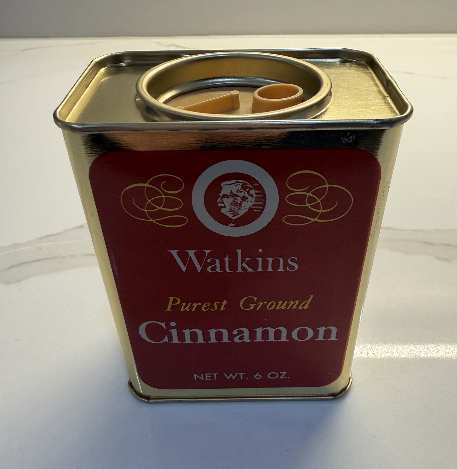 Vintage Watkins Purest Ground Cinnamon Tin- 6 oz.- Nearly Full