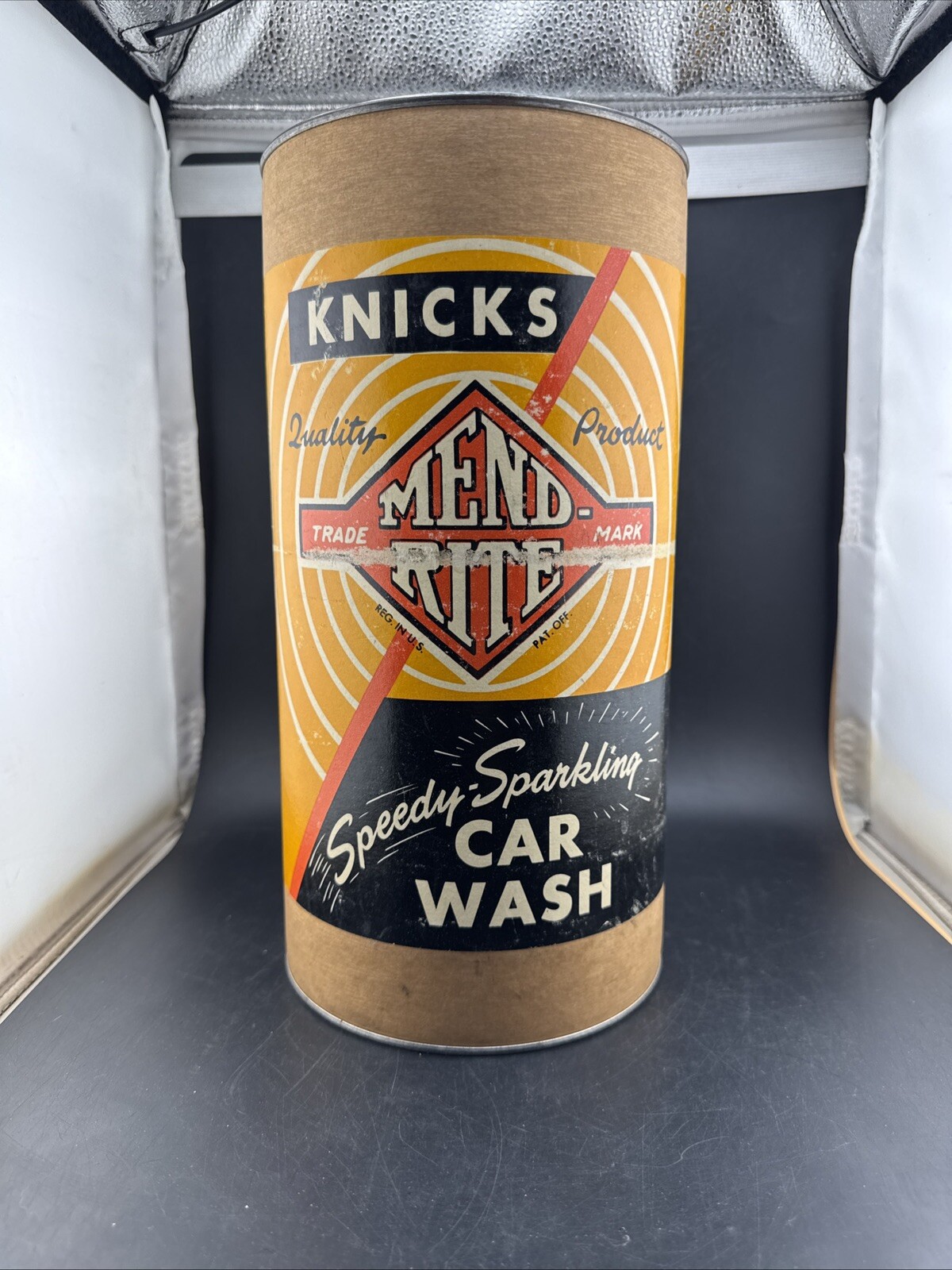 1950s Vintage Knicks Mend Rite CarWash Tin Kansas City,Missouri Made in USA📦
