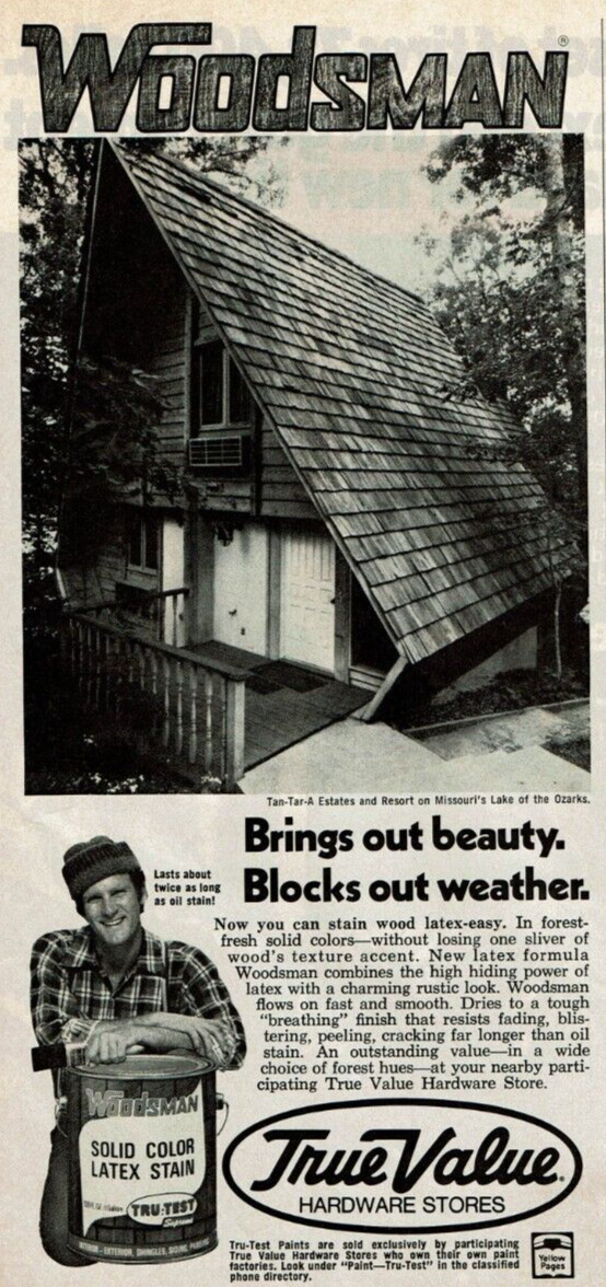 1974 Vintage Print Ad True Value Hardware Store Woodsman Solid Color Latex Stain