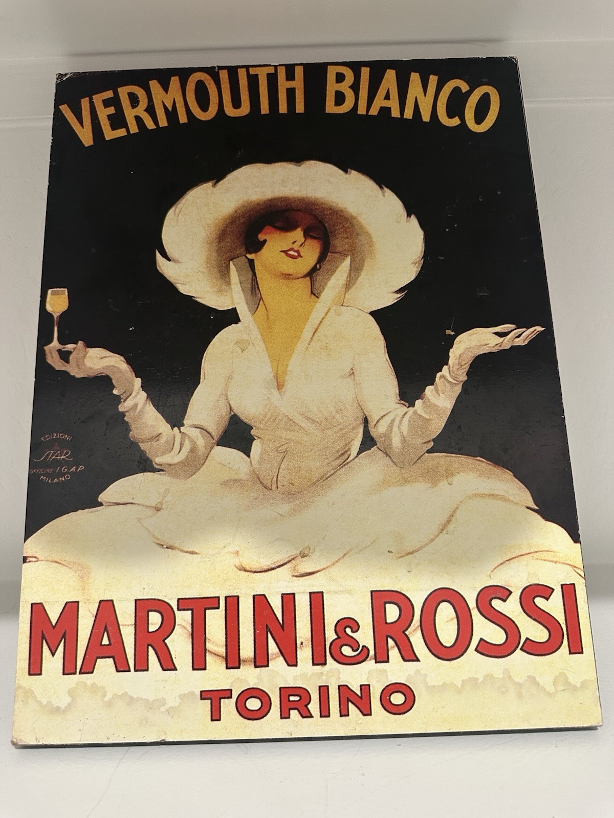 Martini & Rossi Vermouth Bianco Torino Original Advertising wood Sign