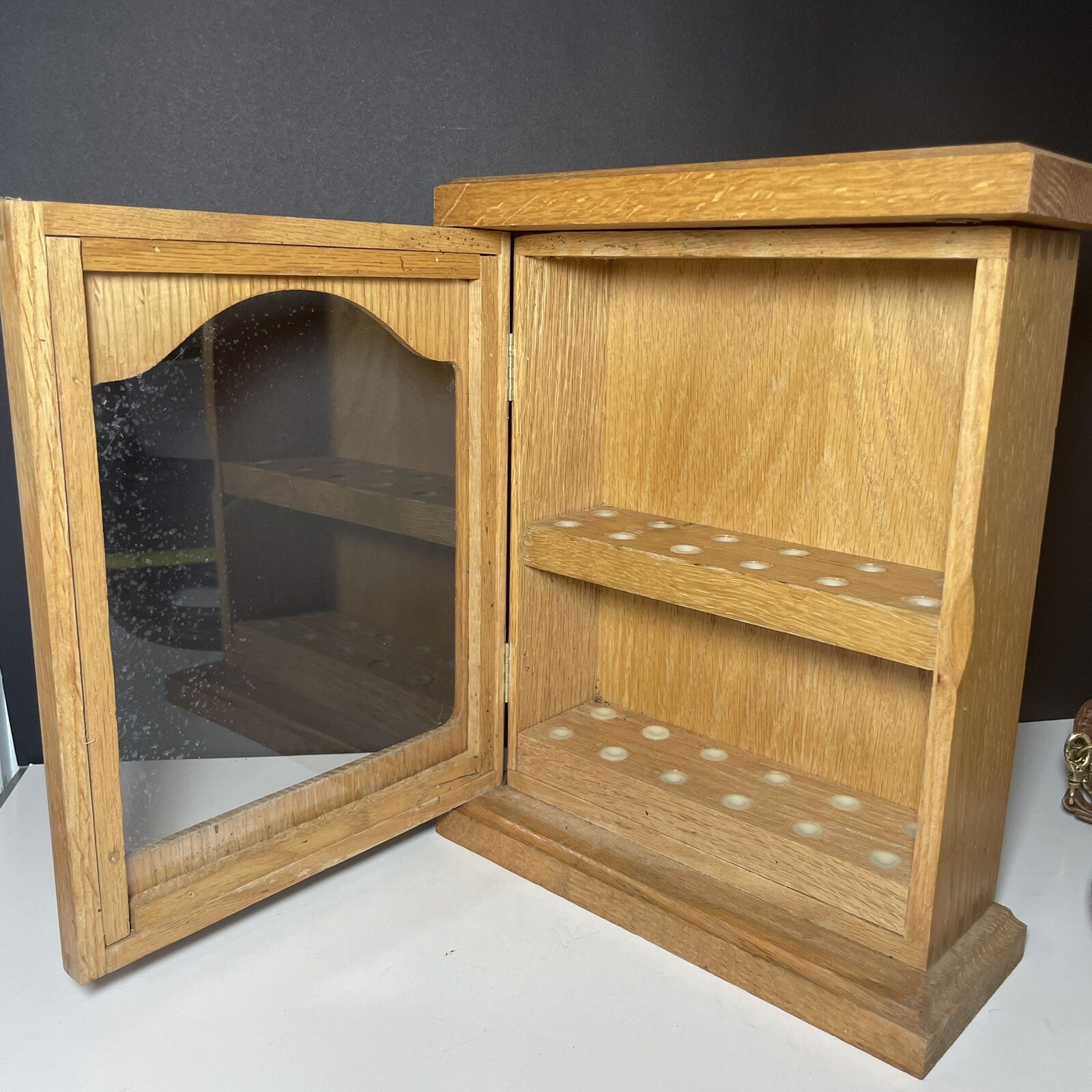 Porter Cable Oak Store Display 24 Bit Box Case 11 1/2″ x 9 1/4″ Plexiglass Front
