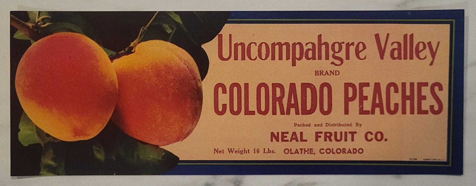 LABEL Colorado Olathe Neal Fruit Uncompahgre Valley Peaches Crate