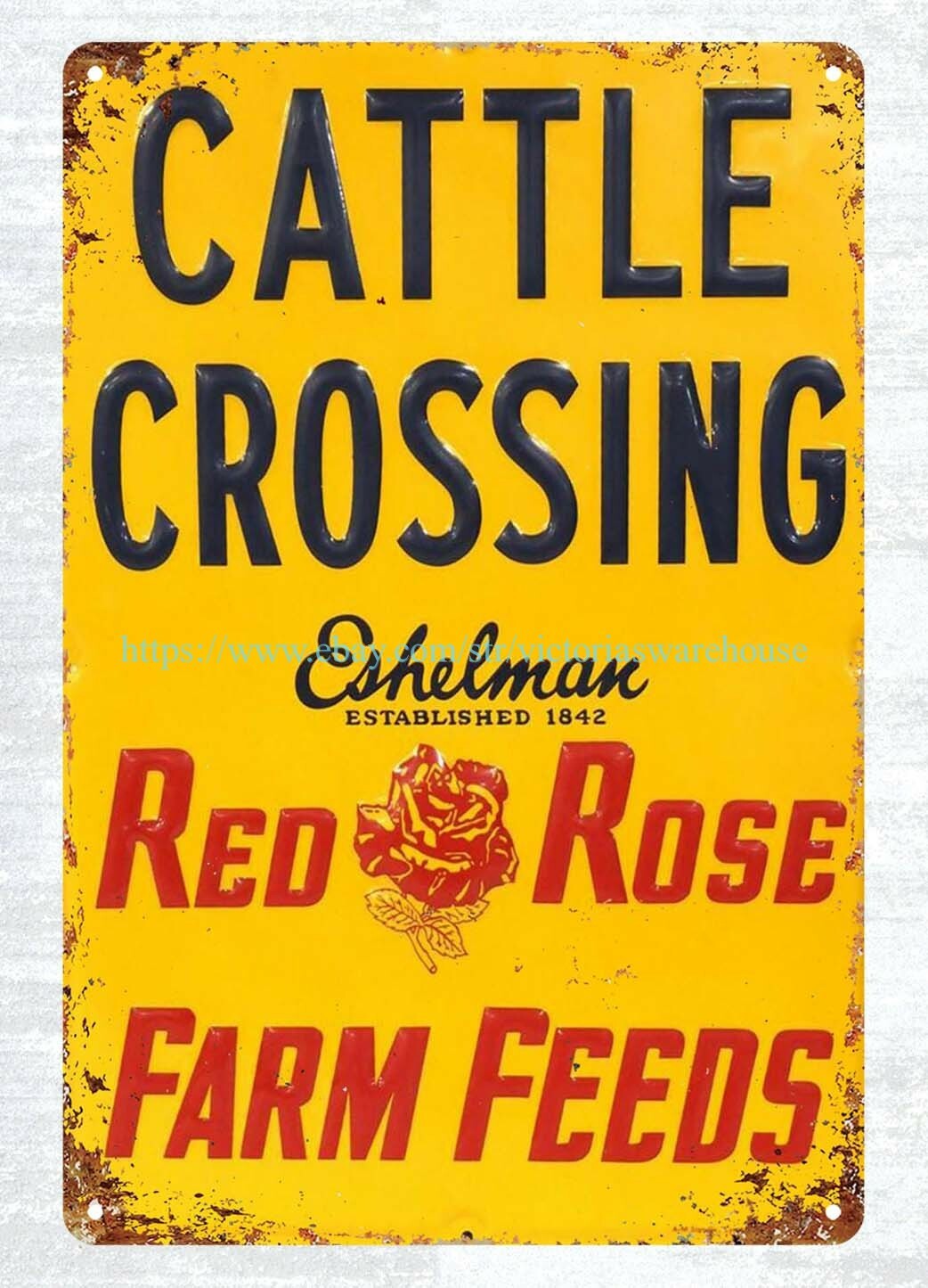 Red Rose Cattle Crossing metal tin sign metal chicken signs