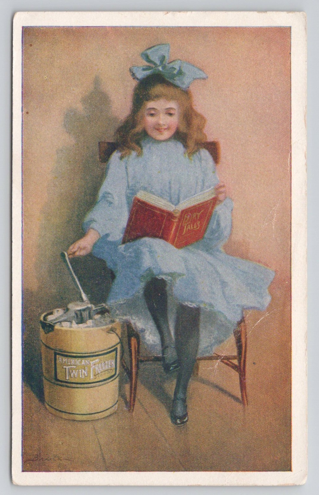American Twin Freezer Ice Cream Maker Hanover PA Victorian Trade Card 3.25×5.25″