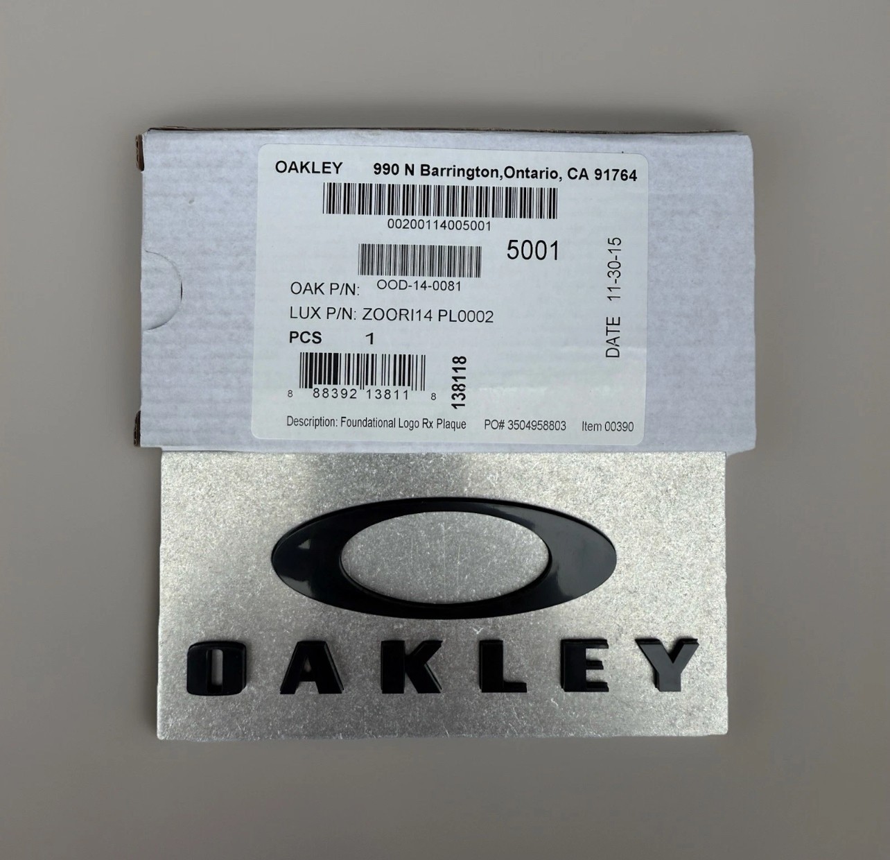 NEW Oakley Display Sign Foundational Logo RX Plaque X Metal RARE