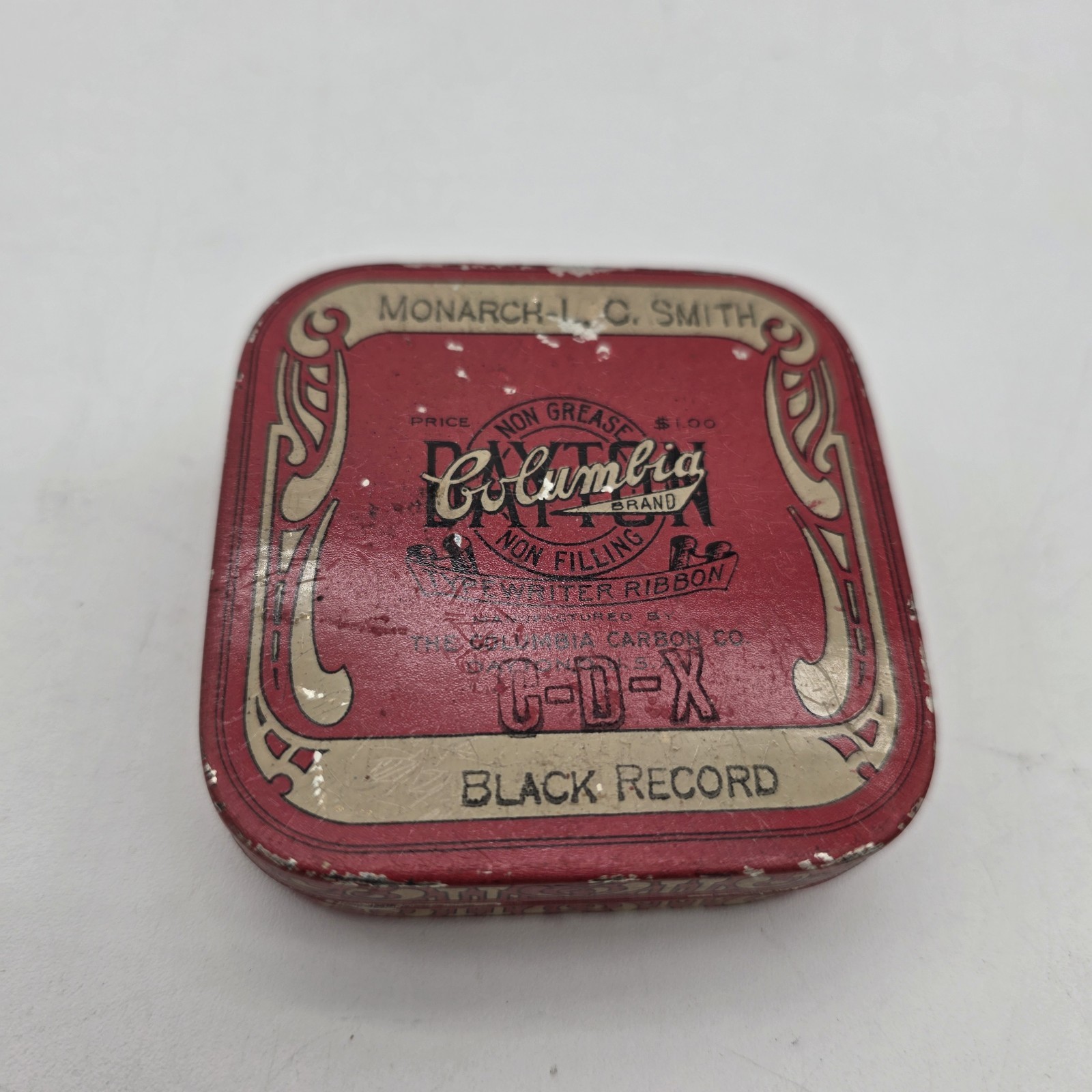 Vintage Columbia Typewriter Ribbon Tin Mineral Wax Clean Good Advertising Tin