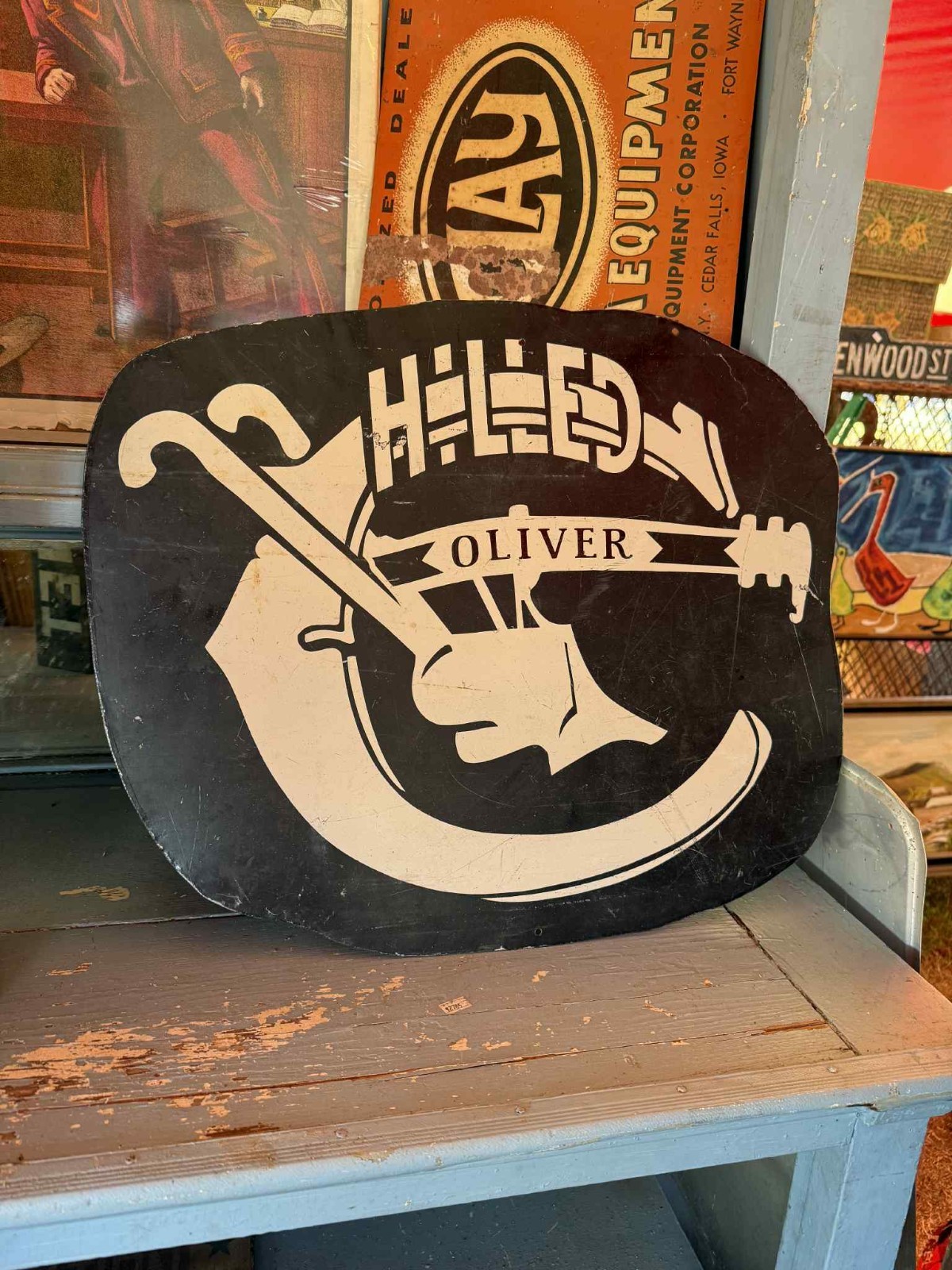 Vintage Oliver Chilled Plow Sign Farming Agriculture Folk Art Farmhouse Decor