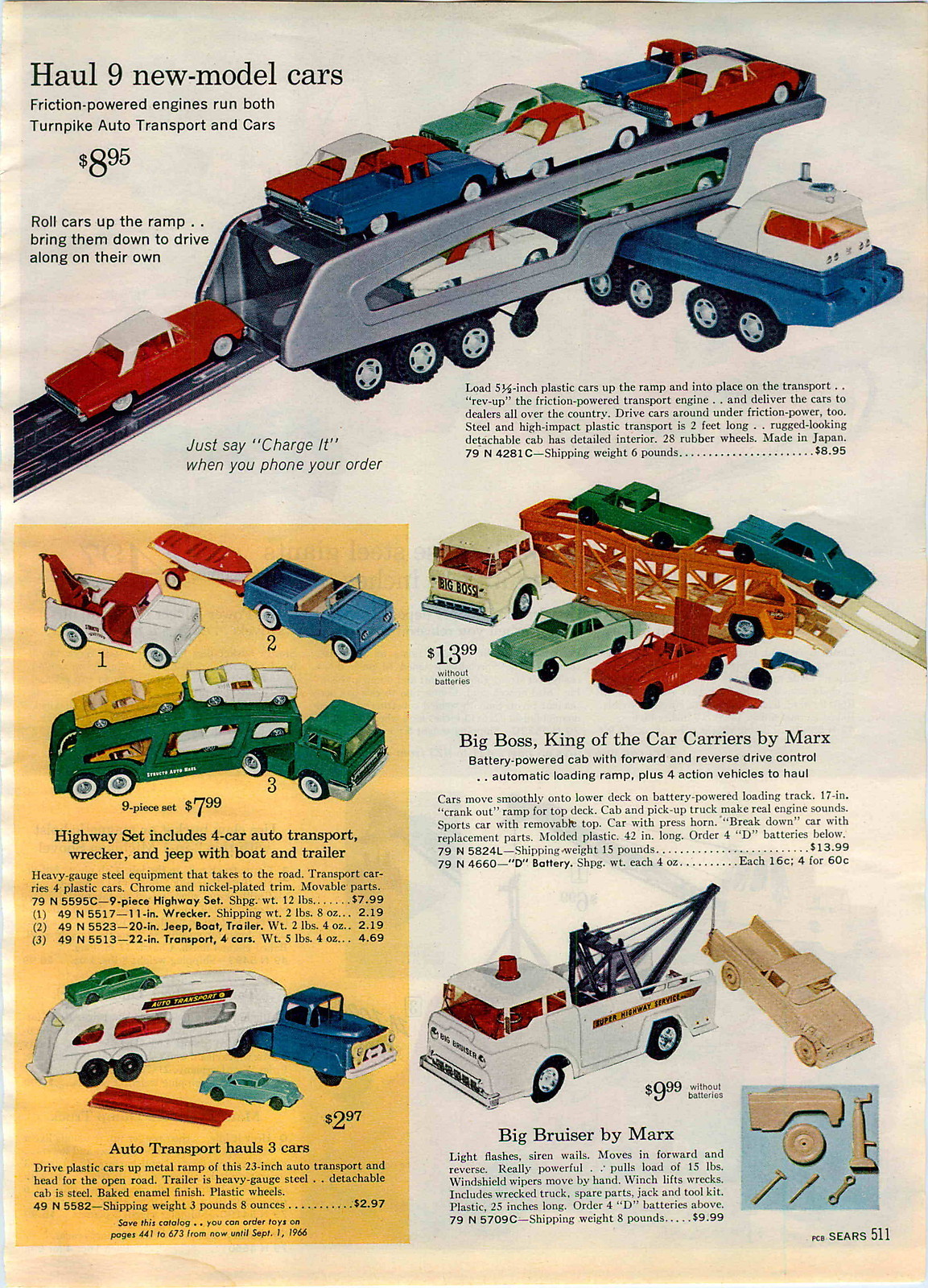 1965 ADVERT Marx Tow Wrecker Truck Car Carrier Nylint Bulldozer Power Digger
