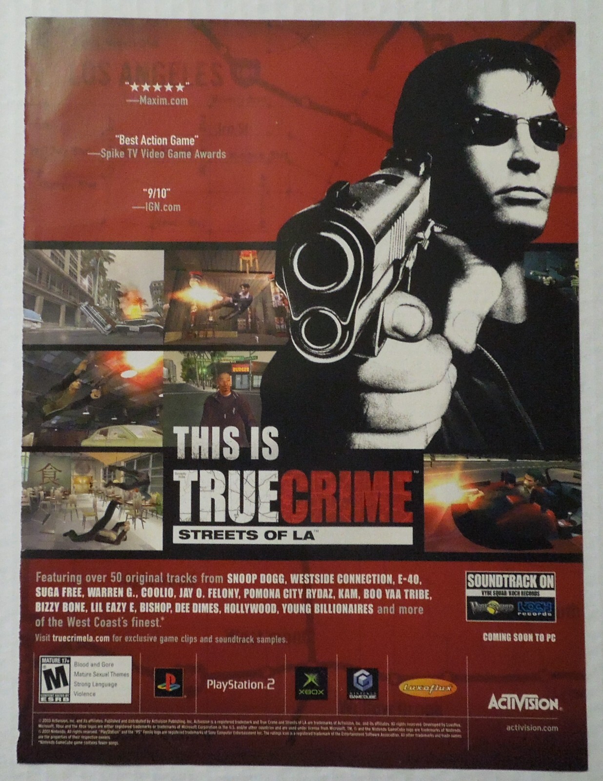 2003 PLAYSTATION 2 True Crime. Streets of LA Action Video Game Magazine Ad